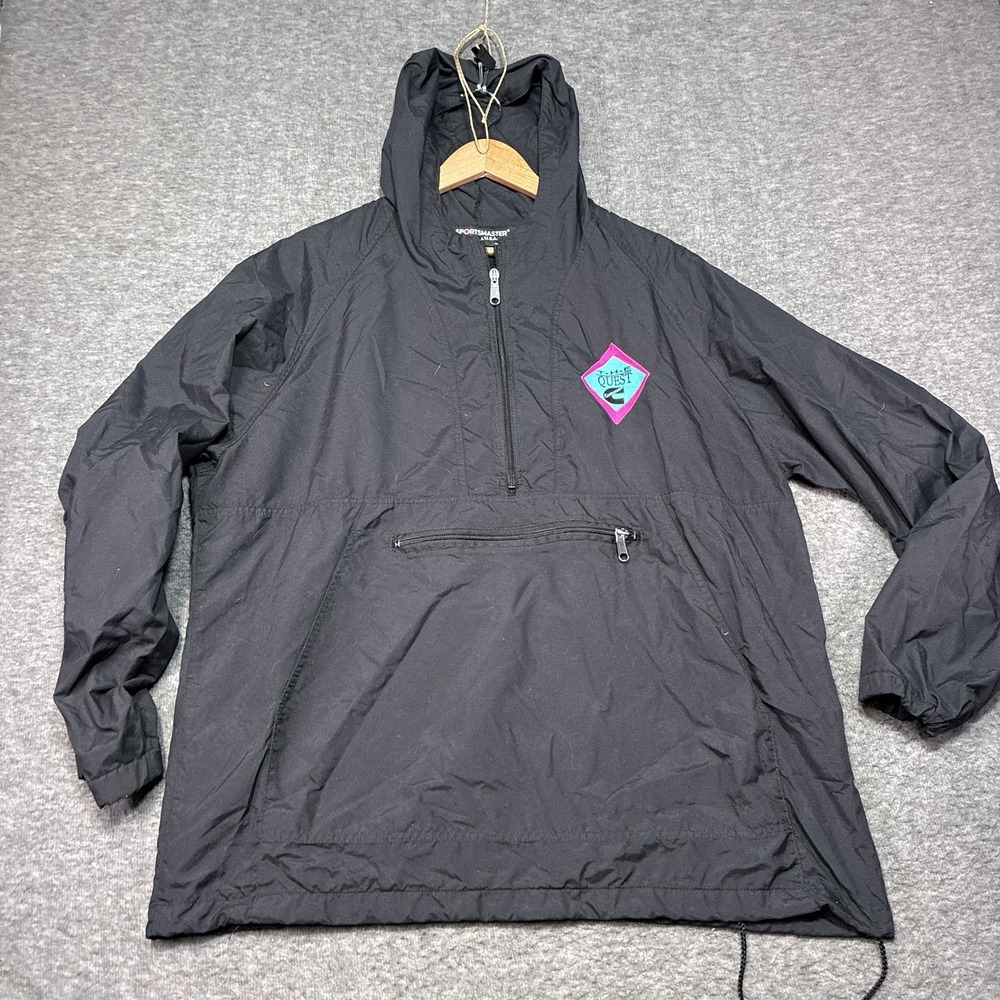 Sportsmaster Anorak‎ Pullover Mens Large Black The Quest Cummins USA Windbreaker